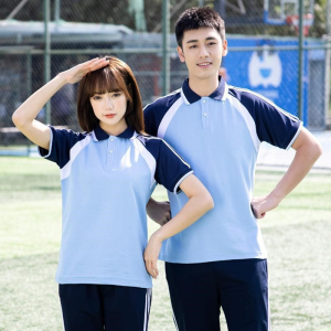 初中学生校服套装男女运动会团体服2件套蓝白高中生班服