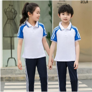 小学生校服班服套装幼儿园园服蓝白短袖夏季初中高中生运动服