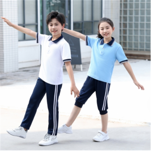 中学生校服套装蓝色短袖T恤班服高中初中生小学学院风运动会夏装