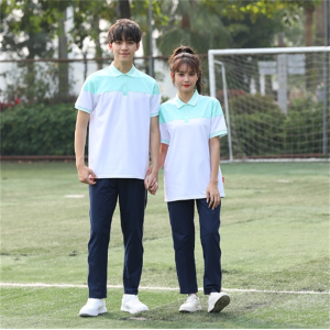 夏季初中学生校服套装学院风蓝白短袖t恤高中毕业班服运动会服装