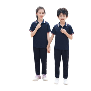 夏季初中高中生蓝白短袖校服短袖长裤套装小学生男女休闲班服