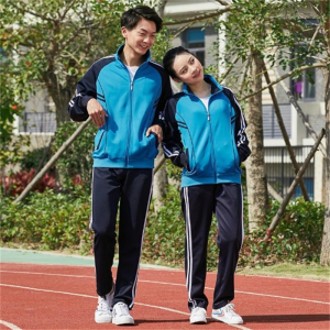 初中学生校服套装男女运动会团体服学院风蓝色长袖春秋高中生班服
