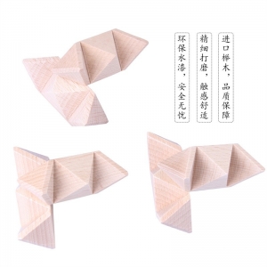 榉木孔明锁六件套装 学生成人智力玩具 拆装玩具 鲁班锁