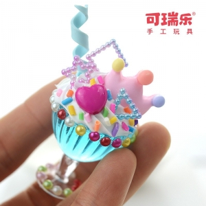 可瑞乐儿童手工DIY制作卡通小甜品杯仿真奶油食玩粘贴奶油萌萌杯