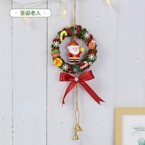 圣诞节圣诞老人雪人麋鹿挂件可爱手工diy咕环彩条圣诞袜粘土装饰