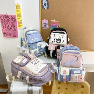 书包女生大学生高中学生酒红色背包初中生小学生大容量减负双肩包