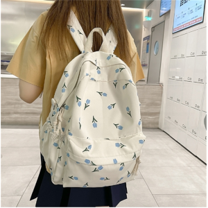 日系小清新碎花双肩包女初中生森系甜美少女轻便高中大学生书包女