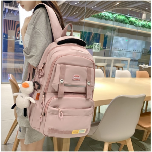 批发学生书包女简约质感大容量高中学生双肩包少女学院风背包