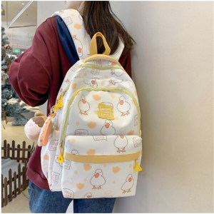 ins可爱书包女2023新款卡通少女撞色背包小学生书包轻便双肩包潮