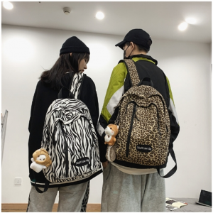 书包女ins 风日韩校园豹纹男女学生双肩包中学生电脑包大容量背包