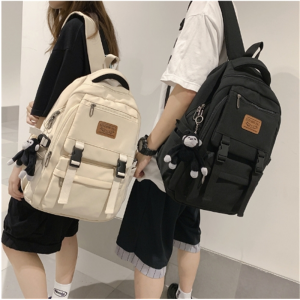 日系原宿女学生书包韩版2023新款港风双肩包休闲背包简约时尚潮包