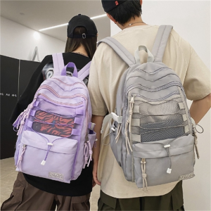 新款双肩包女大学生日系简约背包男潮牌ins小众抽绳初高中生书包