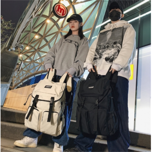 2023新款大学生双肩包代发尼龙布书包大容量学生女生双肩背包男包