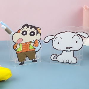 亚克力笔筒 蜡笔小新露营系列透明笔筒学生桌面文具