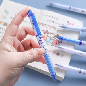 慕乐奶萌兔6支简装 盐系清新学生书写按动0.5黑卡通款圆珠笔袋装