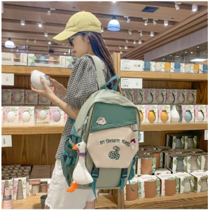 简约百搭电脑包大容量双肩包睿营女书包学生潮流2023新款旅行背包