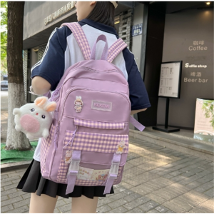 书包女可爱萌大学生大容量双肩包简约电脑轻便小学生五六年级背包
