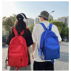 ins书包女学生韩版网红初中高中生帆布背包日系纯色大容量双肩包