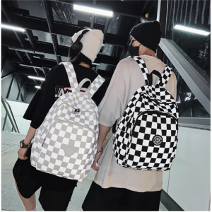 时尚韩版格背包开学季学生新款书包潮流格子大容量休闲双肩包