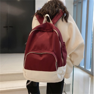 书包女初中高中生大容量撞色背包大学生潮牌拼色双肩包女旅行包包