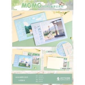 捷享学生便携MOMO露营记A3图画本素描彩绘空白超厚素描纸
