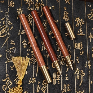 高档商务木纹签字笔金属中性笔0.5mm走珠笔办公商务签字笔礼盒装