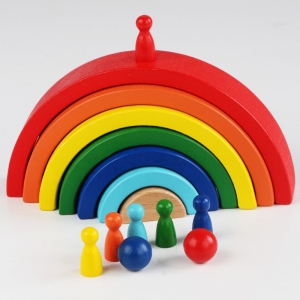 彩虹积木 儿童早教玩具亲子早教婴幼儿玩具批发拼装积木 拼插