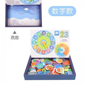 木制多功能认知学习数字字母配对磁性拼图幼儿早教启蒙拼图卡玩具