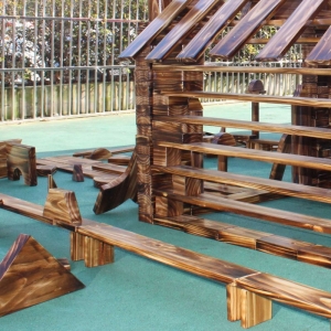 儿童幼儿园大型木质建构区碳化积木益智玩具城堡3-7岁410片室外