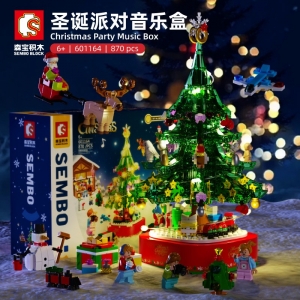 森宝601164兼容乐高积木圣诞节派对音乐盒摆件儿童礼物