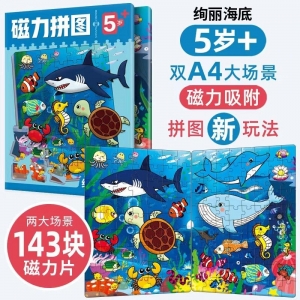 5岁+磁力拼图 绚丽海底 绚丽海底（2大场景143块）益智早教训练开发思维逻辑训练