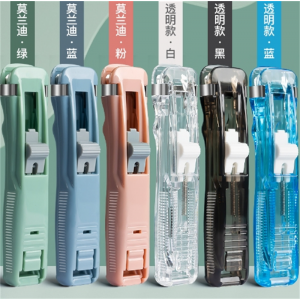 推夹器小夹子文具固定试卷神器订书机装订金属钉票 透明补充工具