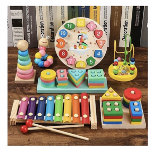 儿童益智手敲琴拼插拆装积木婴幼儿敲击乐器早教套装感统训练玩具
