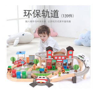 儿童轨道件消防车斯轨道车玩具木制玩具 消防马轨道电动火车玩具