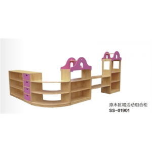 幼儿园室内外基础设施儿童原木家具系列原木区域活动组合柜 SS-01901