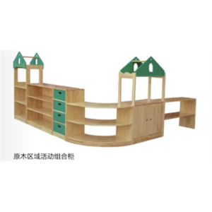 幼儿园室内外基础设施儿童原木家具系列原木区域活动组合柜 SS-01902