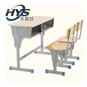 双人黄色靠背款 现代简约课桌椅学校单双人学生辅导机构可升降学习桌培训班