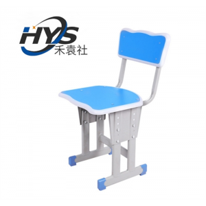 蓝白包边双柱靠背椅子 课桌椅学校单双人可升降学习桌培训班课桌椅可调学生儿童桌椅