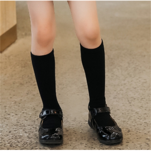 黑色中筒袜 棉质过膝 透气黑白条纹学生中筒袜男女童中长袜幼儿园校服袜