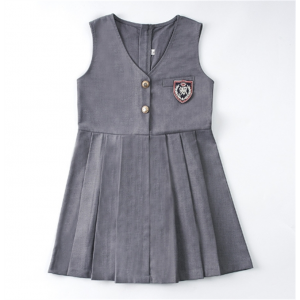 灰色背心裙 jk格裙果果同学背心裙儿童表演服背带裙英伦学院风女童百褶裙