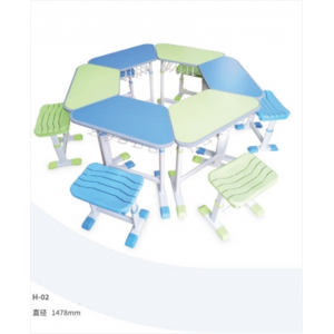 彩色组合学生培训课桌美术拼接六边形阅览半圆学生长条桌椅