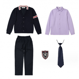 藏蓝开衫+紫衬+藏蓝西裤+蓝领带 园服开衫三件套小学生校服班服英伦风毛衣套装果果同学春秋幼儿园