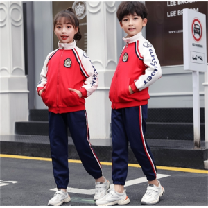 大红外套+长裤 小学生班服运动服校服安果儿秋冬批发儿童棒球服幼儿园园服