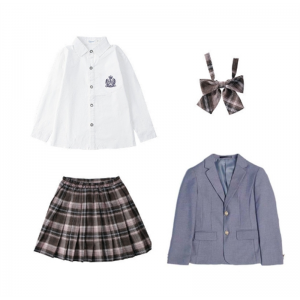 灰西服+女刺绣白长袖衬衣+咖色格裙+咖色领花 儿童西服套装幼儿园园服春秋学生装英伦风中小学生校服班服