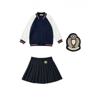 藏蓝外套+短裙+徽章 校服安果儿秋冬儿童棒球服园服休闲长袖小学生班服运动服