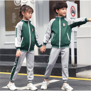 小绿外套+长裤 中小学生校服春秋装棒球运动服套装时尚新款幼儿园园服