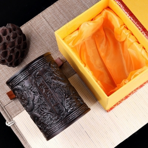 风檀木笔筒学校纪念礼品商务办公檀木笔筒红木制创意文房摆件中国