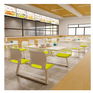 食堂餐桌椅饭堂岩板早餐商用连体快餐店小吃员工厂学校生食堂餐桌