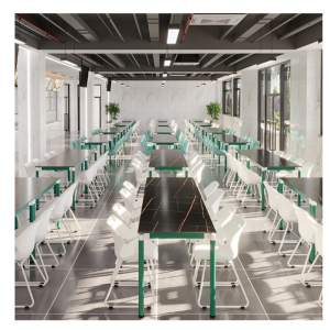 岩板快餐桌椅学校公司员工厂长方形餐厅饭堂自助职工人食堂餐桌椅