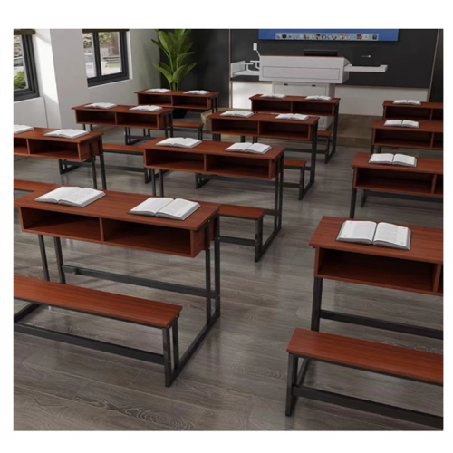 中小学生课桌椅双人培训桌连体桌椅学校一体桌会议桌椅组合书桌椅图1